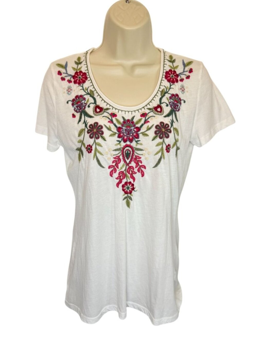 Johnny Was Hulda Short Sleeve Tee white NWT - Size XS